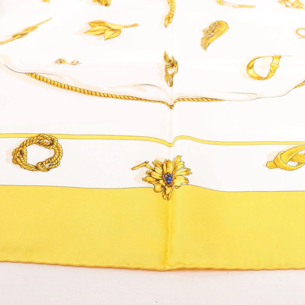Hermès Carré 90 "Clips" Silk handkerchief in Yellow
