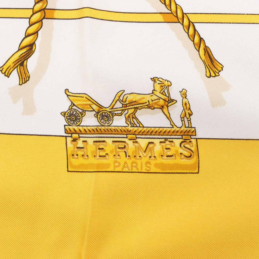 Hermès Carré 90 "Clips" Silk handkerchief in Yellow