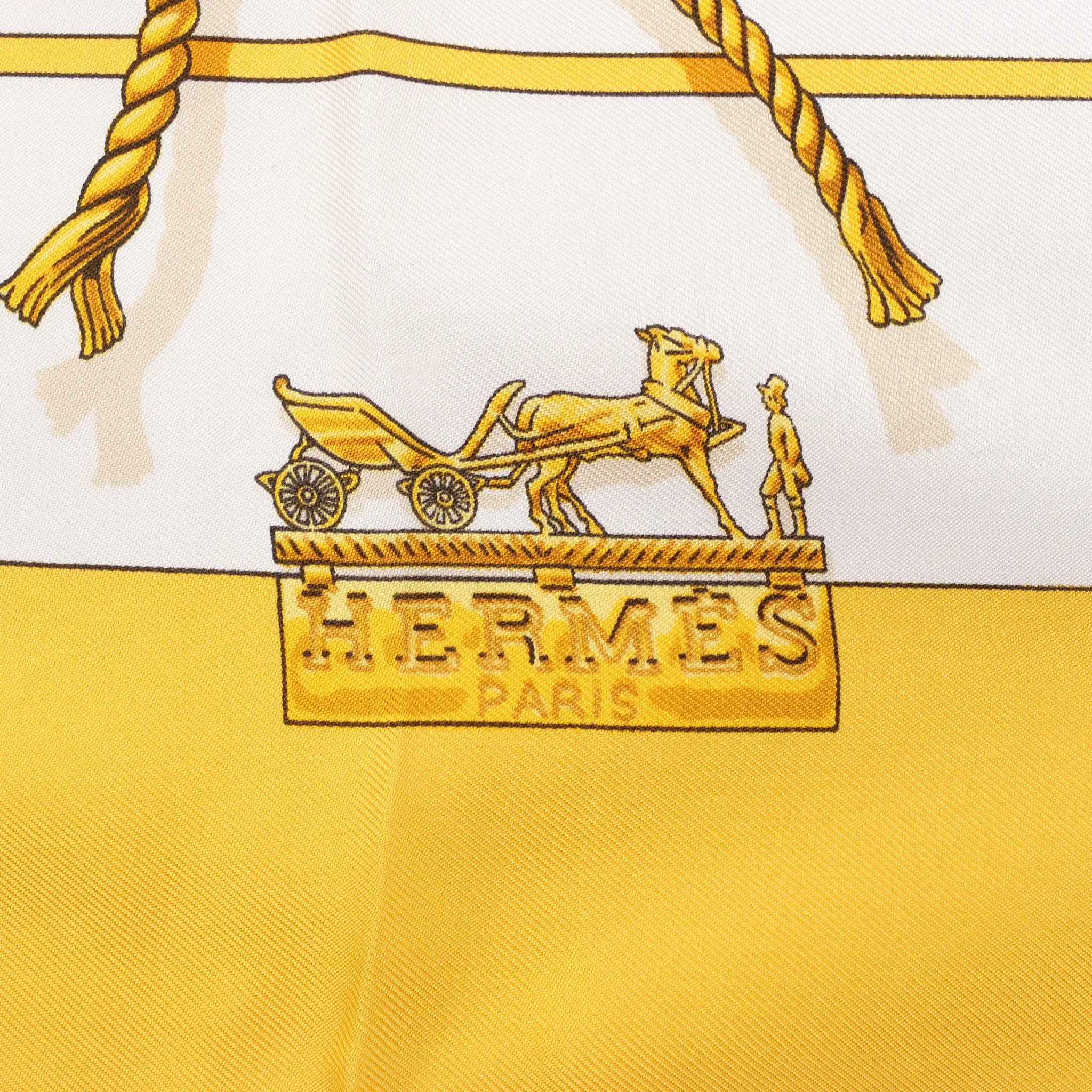 Hermès Carré 90 "Clips" Silk handkerchief in Yellow