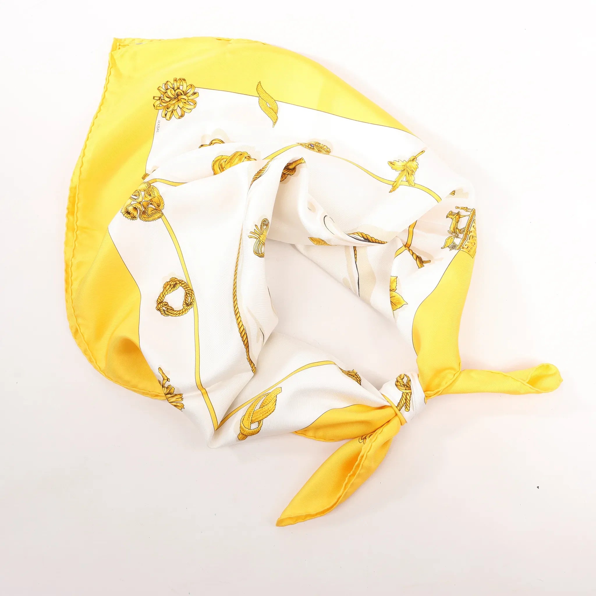 Hermès Carré 90 "Clips" Silk handkerchief in Yellow