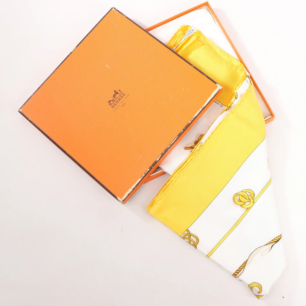 Hermès Carré 90 "Clips" Silk handkerchief in Yellow