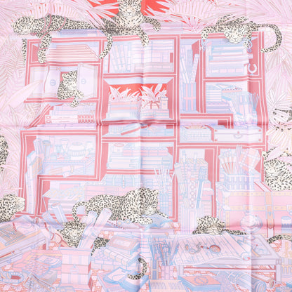 Hermès Carré 90 Double Face "Les Douze Léopards" Mouchoir en soie en Multicolore