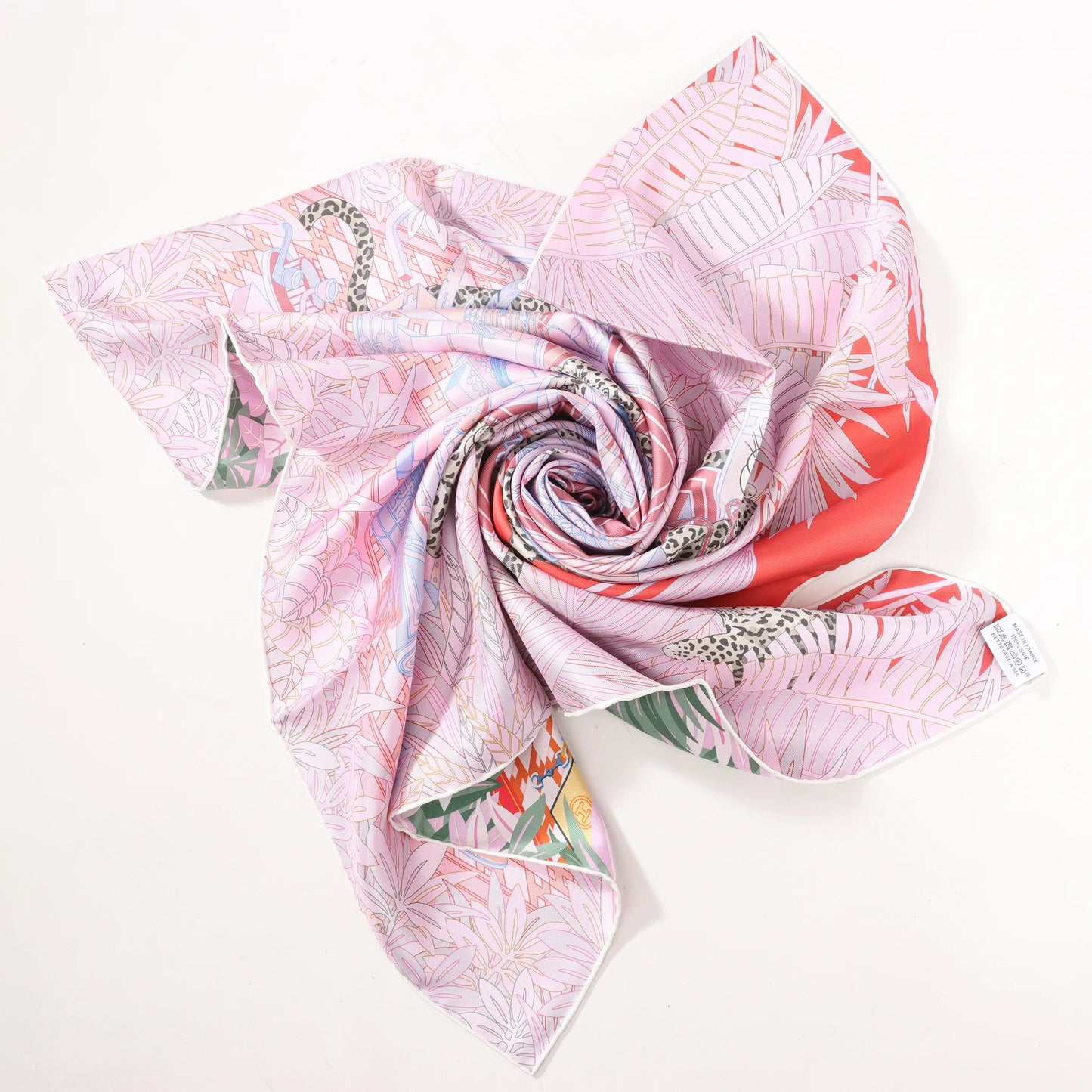 Hermès Carré 90 Double Face "Les Douze Léopards" Mouchoir en soie en Multicolore