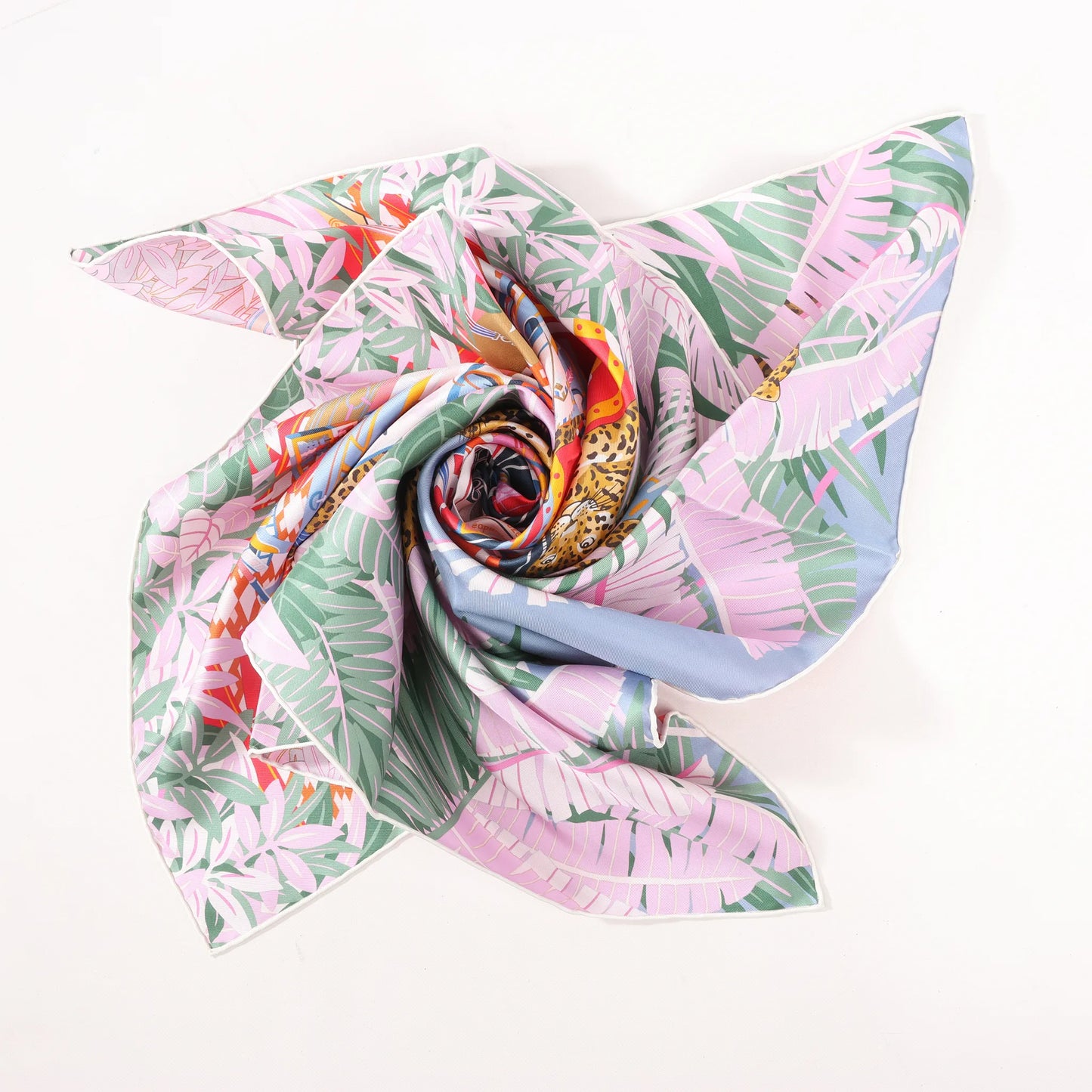 Hermès Carré 90 Double Face "Les Douze Léopards" Mouchoir en soie en Multicolore