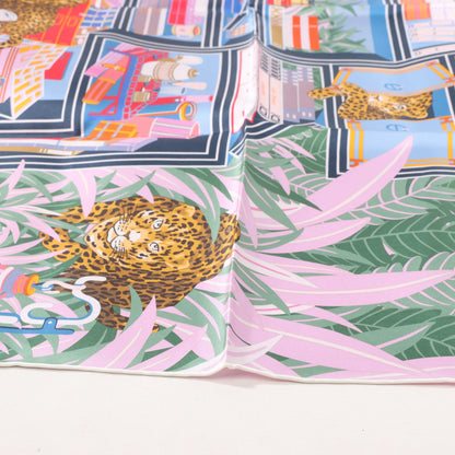 Hermès Carré 90 Double Face "Les Douze Léopards" Mouchoir en soie en Multicolore