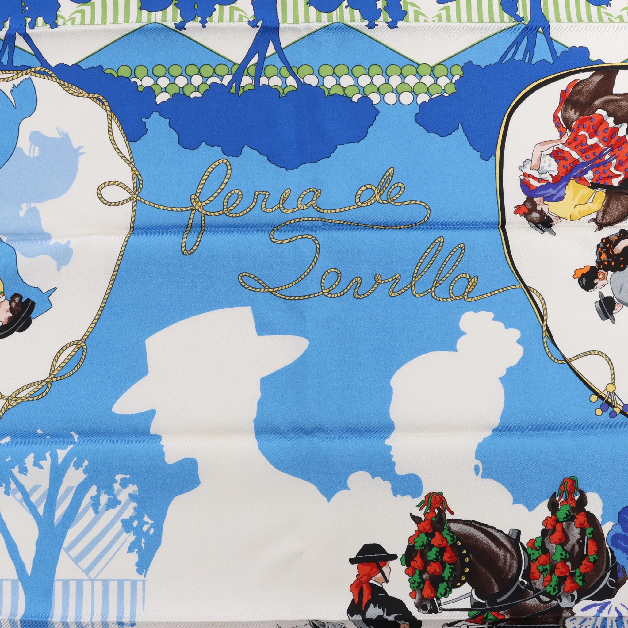 Hermès Carré 90 "Feria de Sevilla" Silk handkerchief in Blue