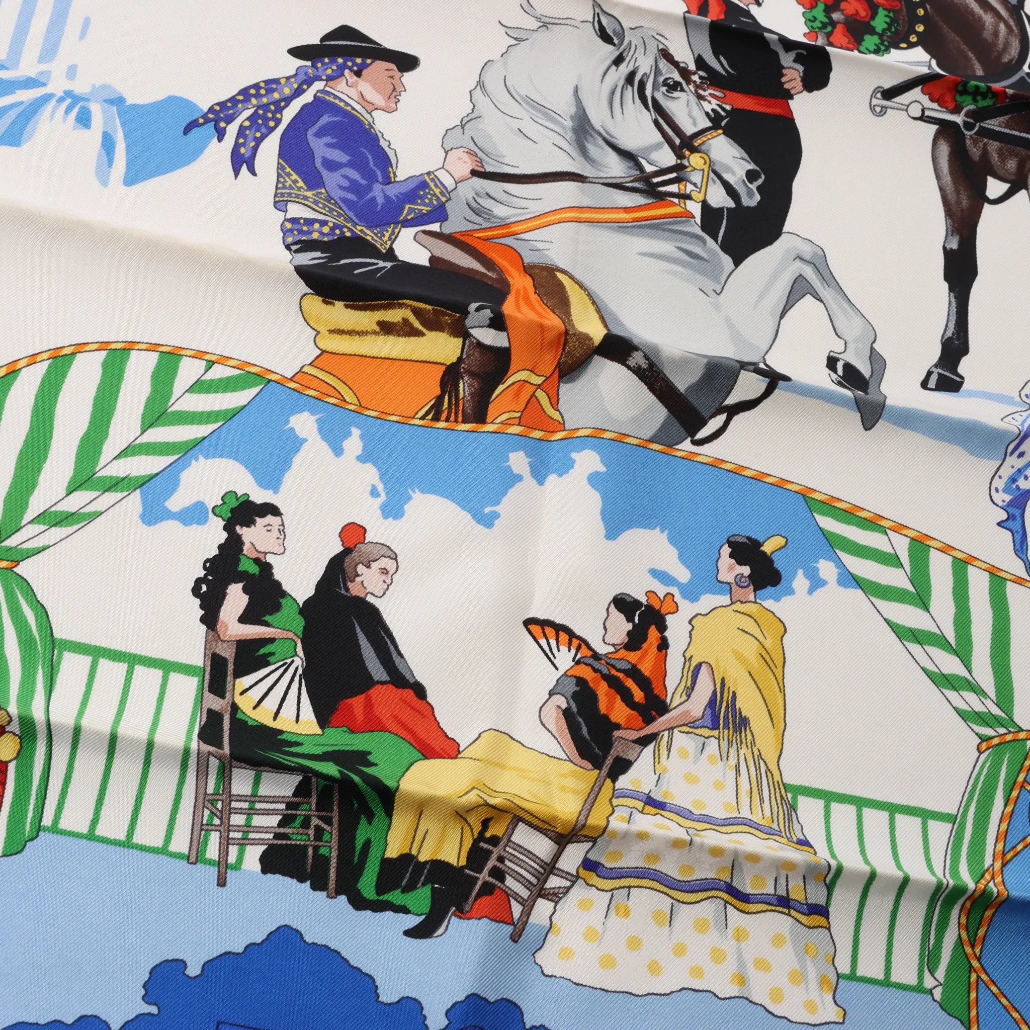Hermès Carré 90 "Feria de Sevilla" Silk handkerchief in Blue