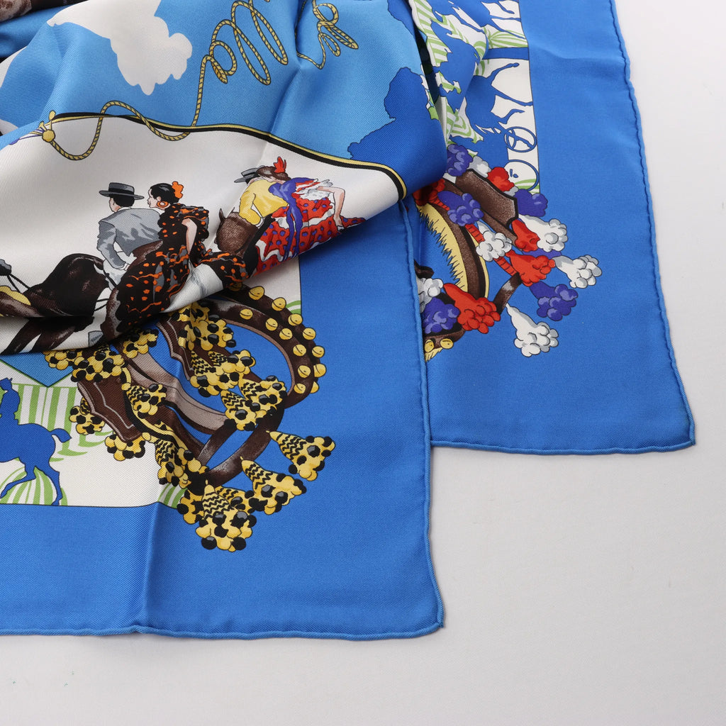Hermès Carré 90 "Feria de Sevilla" Silk handkerchief in Blue