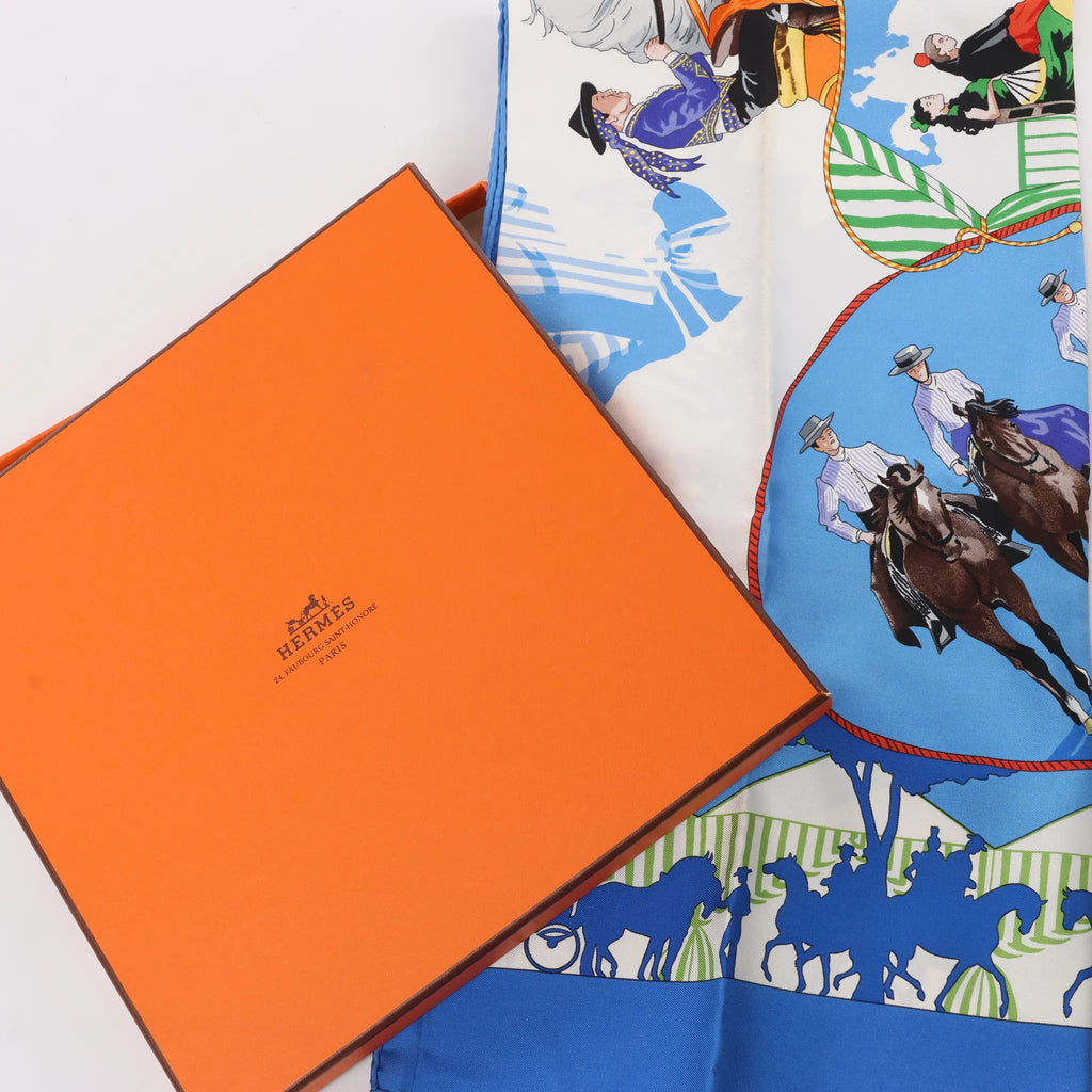 Hermès Carré 90 "Feria de Sevilla" Silk handkerchief in Blue