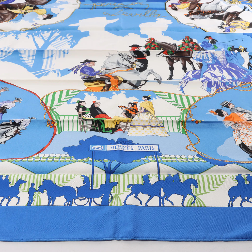 Hermès Carré 90 "Feria de Sevilla" Silk handkerchief in Blue