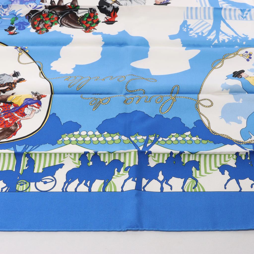 Hermès Carré 90 "Feria de Sevilla" Silk handkerchief in Blue
