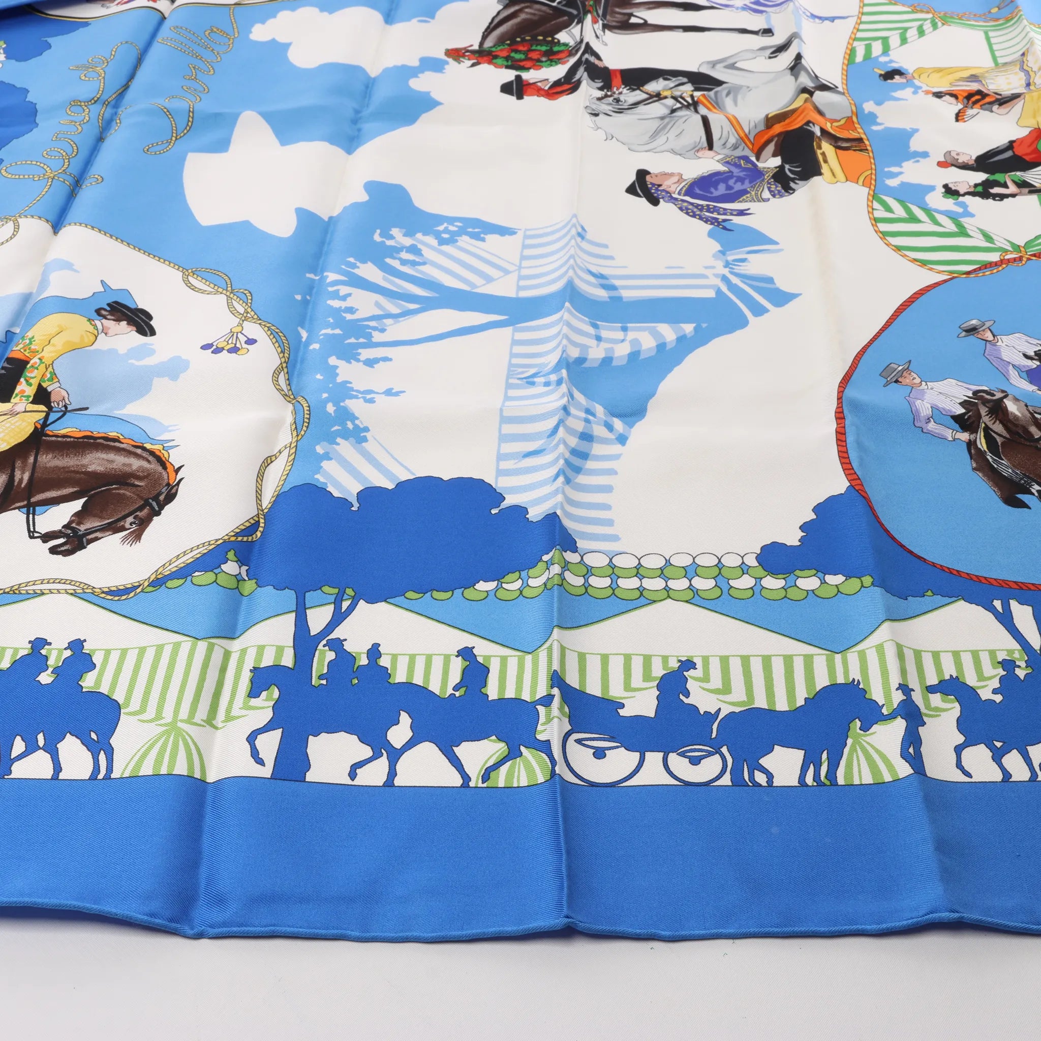 Hermès Carré 90 "Feria de Sevilla" Silk handkerchief in Blue