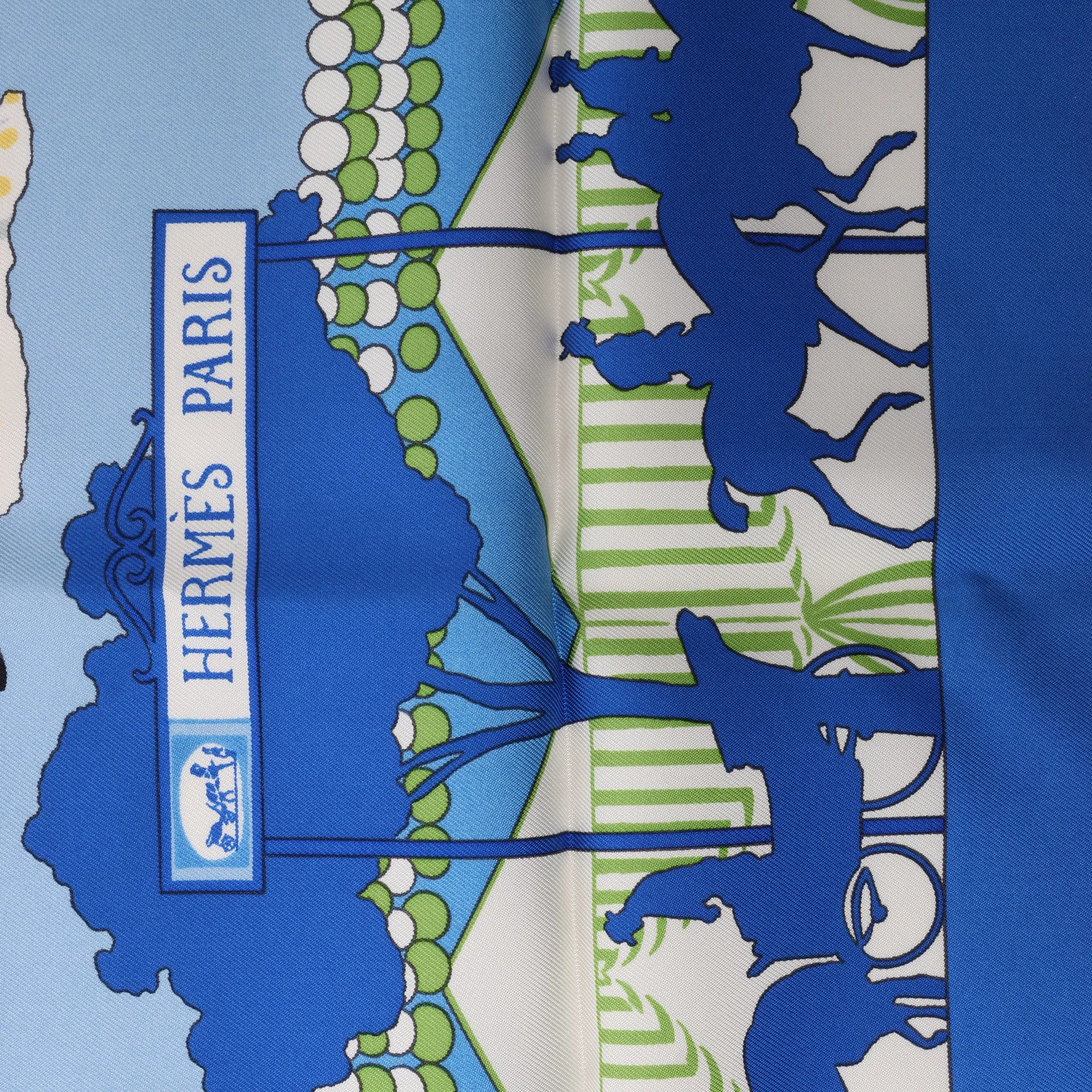 Hermès Carré 90 "Feria de Sevilla" Silk handkerchief in Blue