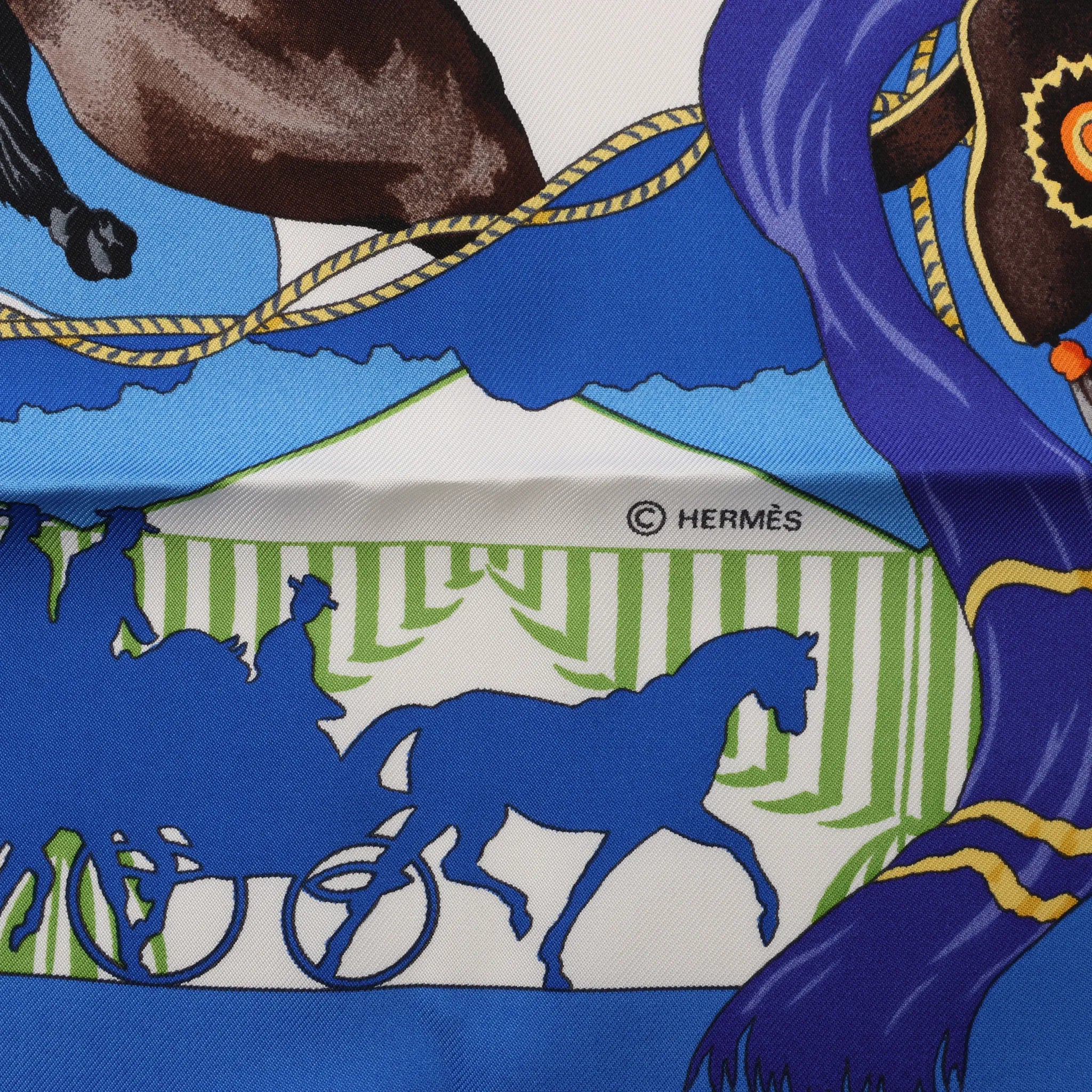 Hermès Carré 90 "Feria de Sevilla" Silk handkerchief in Blue