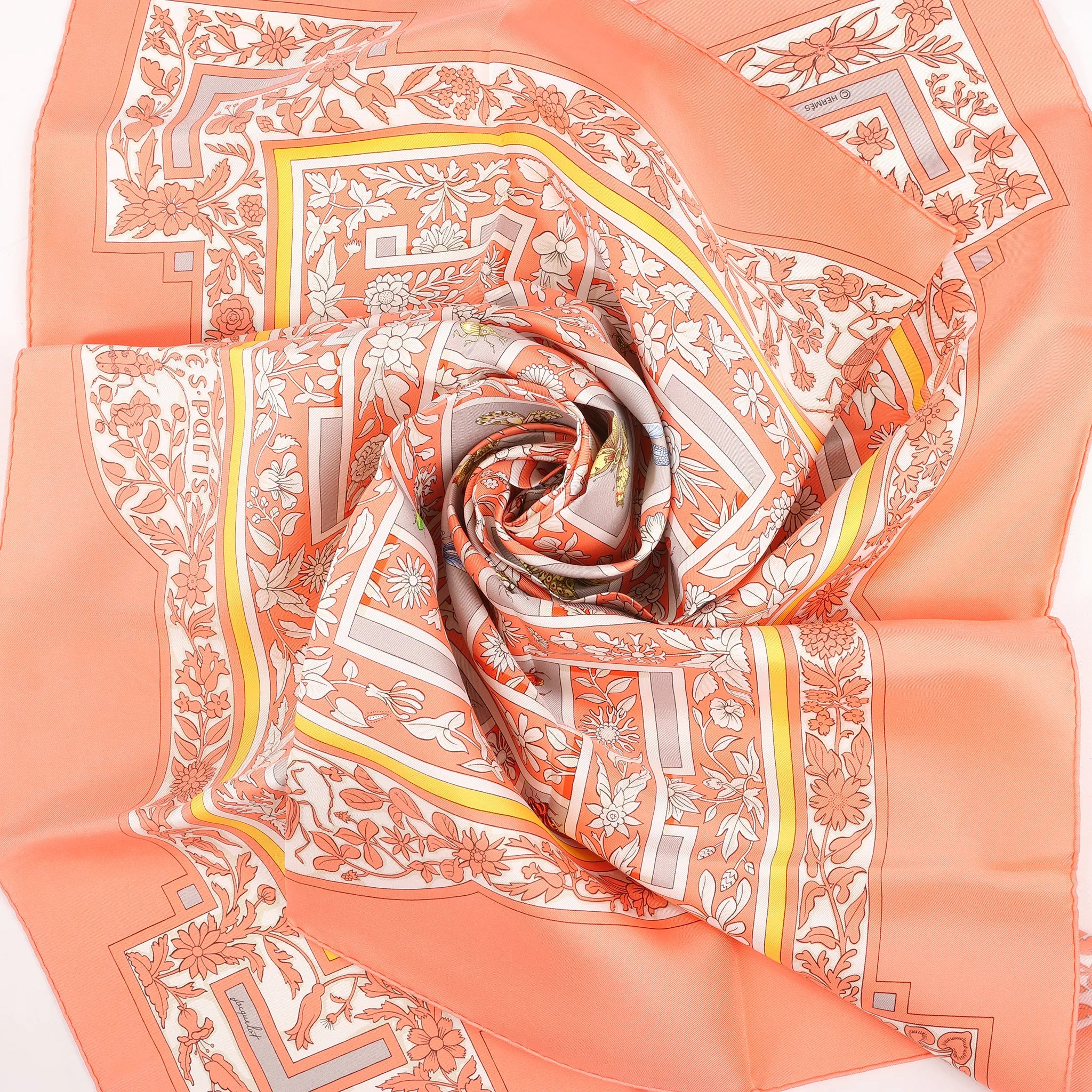 Hermès Carré 90 "Joyaux de LETE" Silk handkerchief in Pink