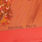 Hermès Carré 90 "Kuggor Tree" Scarf Silk in Red