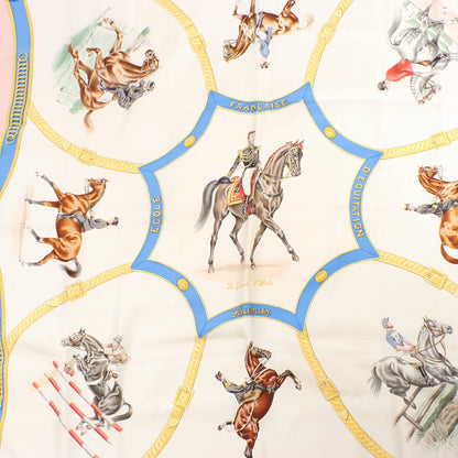 Hermès Carré 90 "Ecole Française d'Equitation" Silk handkerchief in Pink