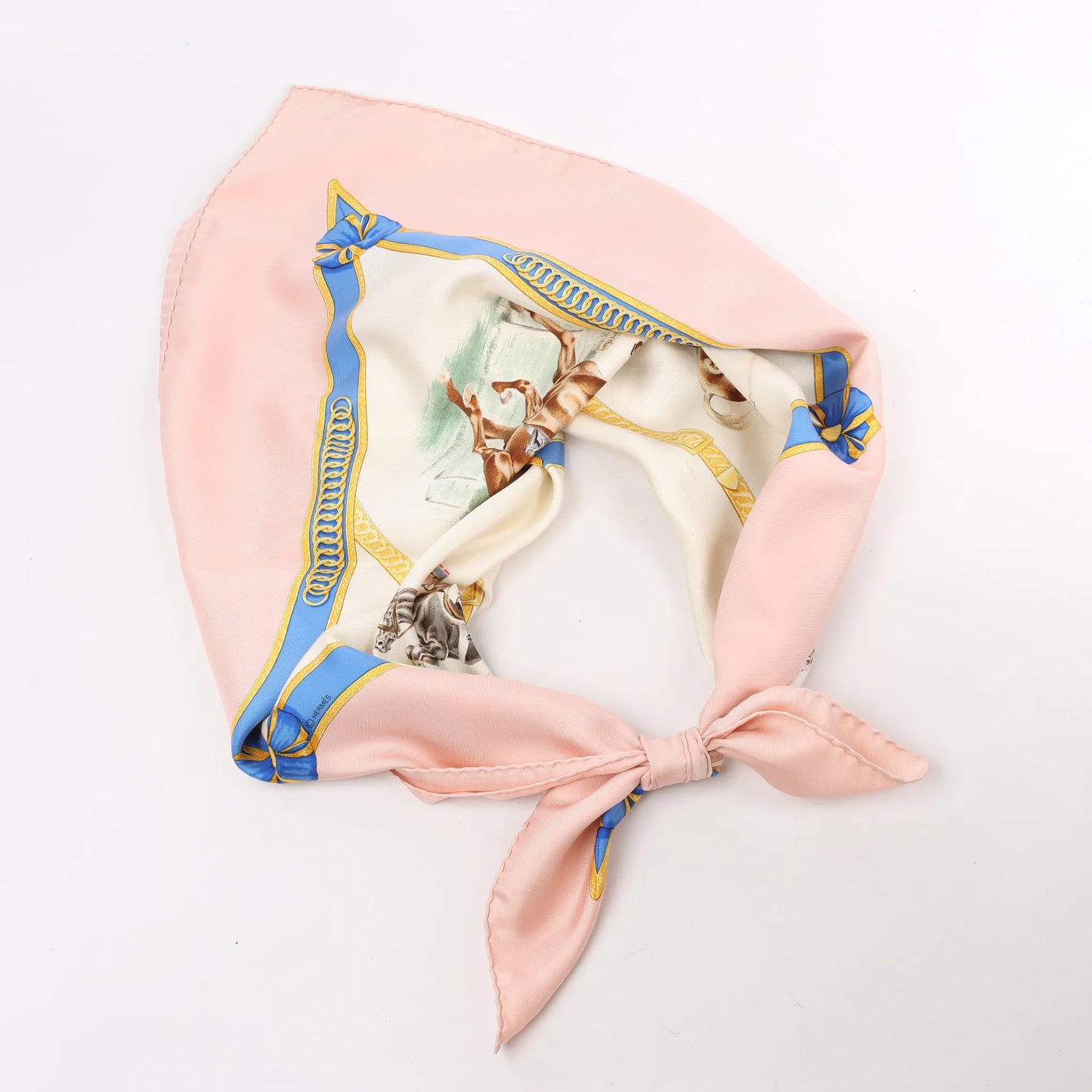 Hermès Carré 90 "Ecole Française d'Equitation" Silk handkerchief in Pink