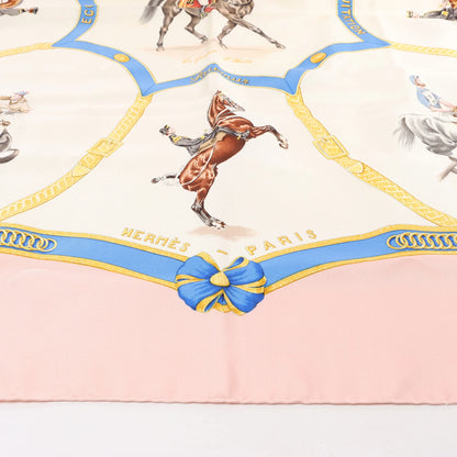 Hermès Carré 90 "Ecole Française d'Equitation" Silk handkerchief in Pink