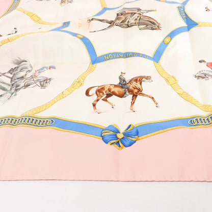 Hermès Carré 90 "Ecole Française d'Equitation" Silk handkerchief in Pink