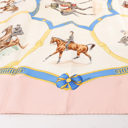 Hermès Carré 90 "Ecole Française d'Equitation" Silk handkerchief in Pink
