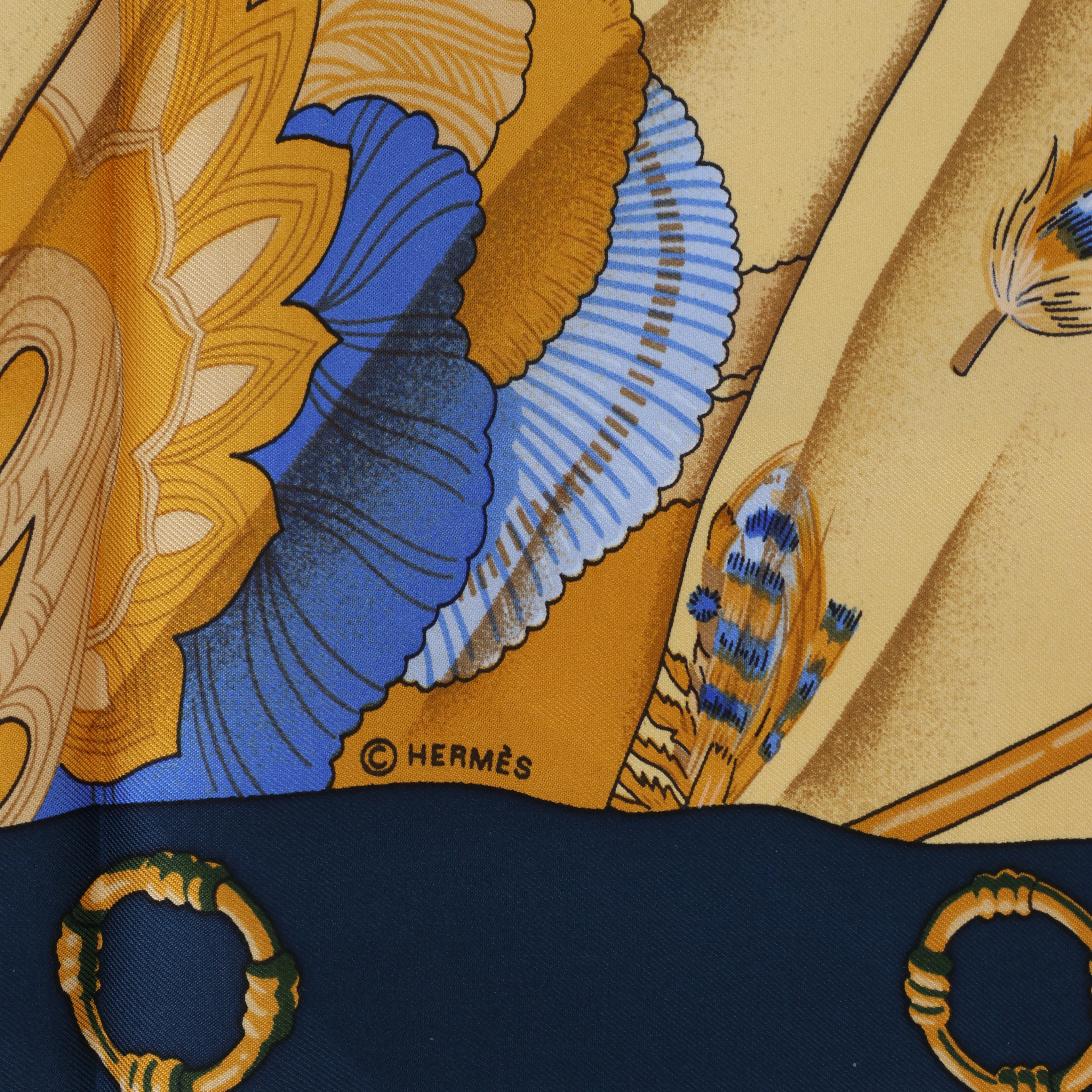 Hermès Carré 90 "Soleil de Soie" Silk handkerchief in Navy Blue