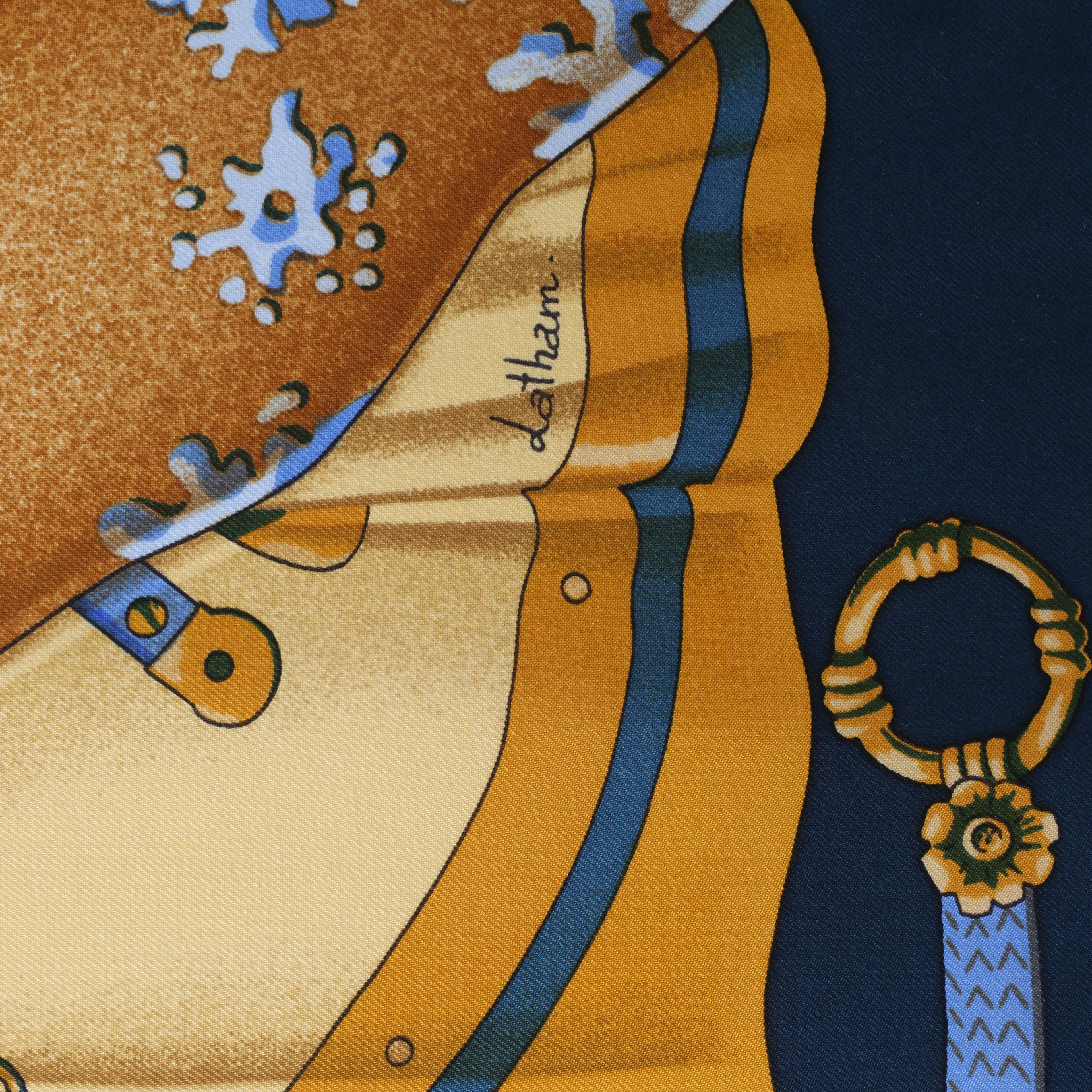 Hermès Carré 90 "Soleil de Soie" Silk handkerchief in Navy Blue