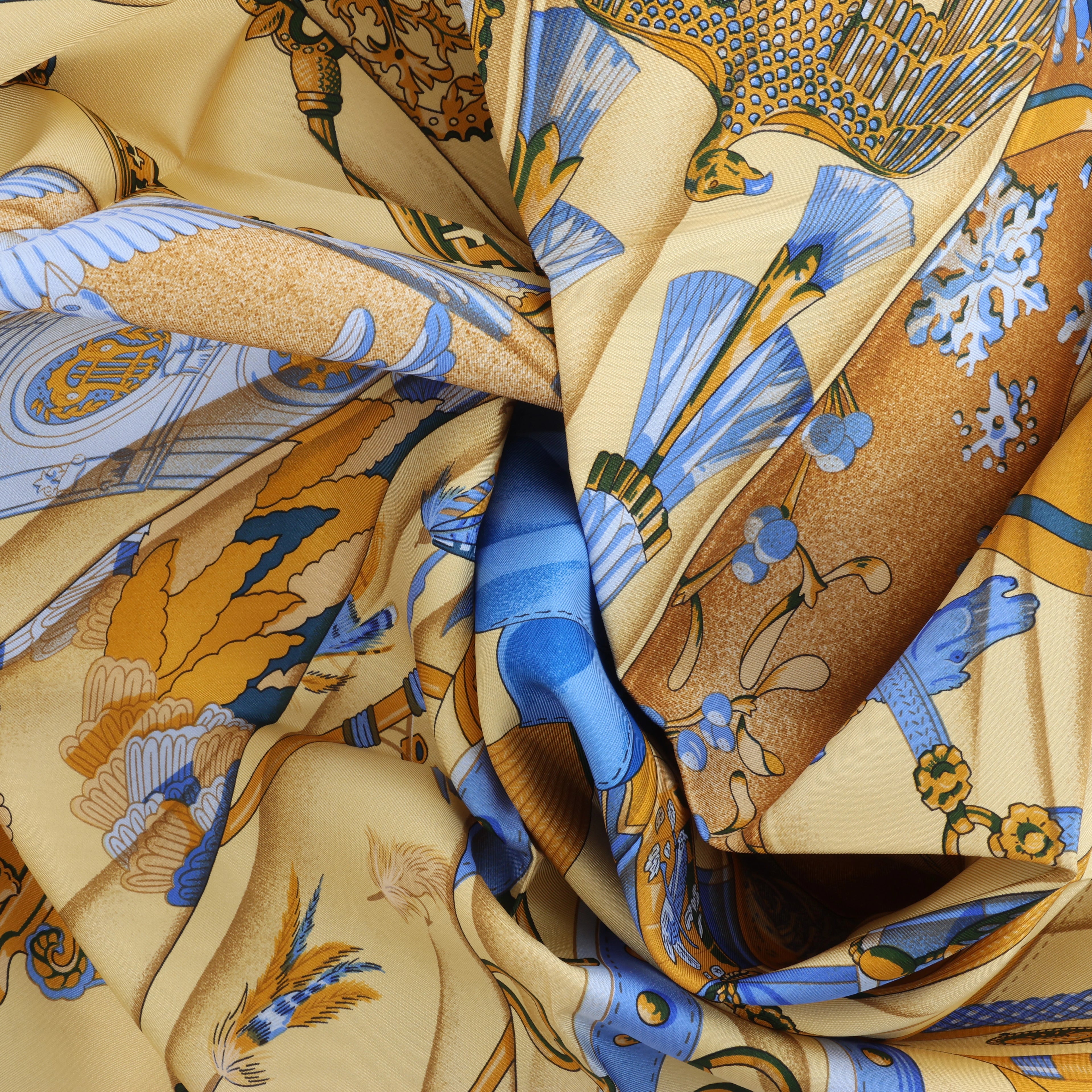 Hermès Carré 90 "Soleil de Soie" Silk handkerchief in Navy Blue