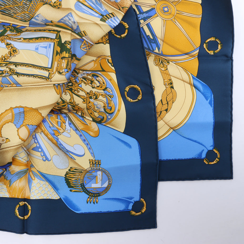 Hermès Carré 90 "Soleil de Soie" Silk handkerchief in Navy Blue