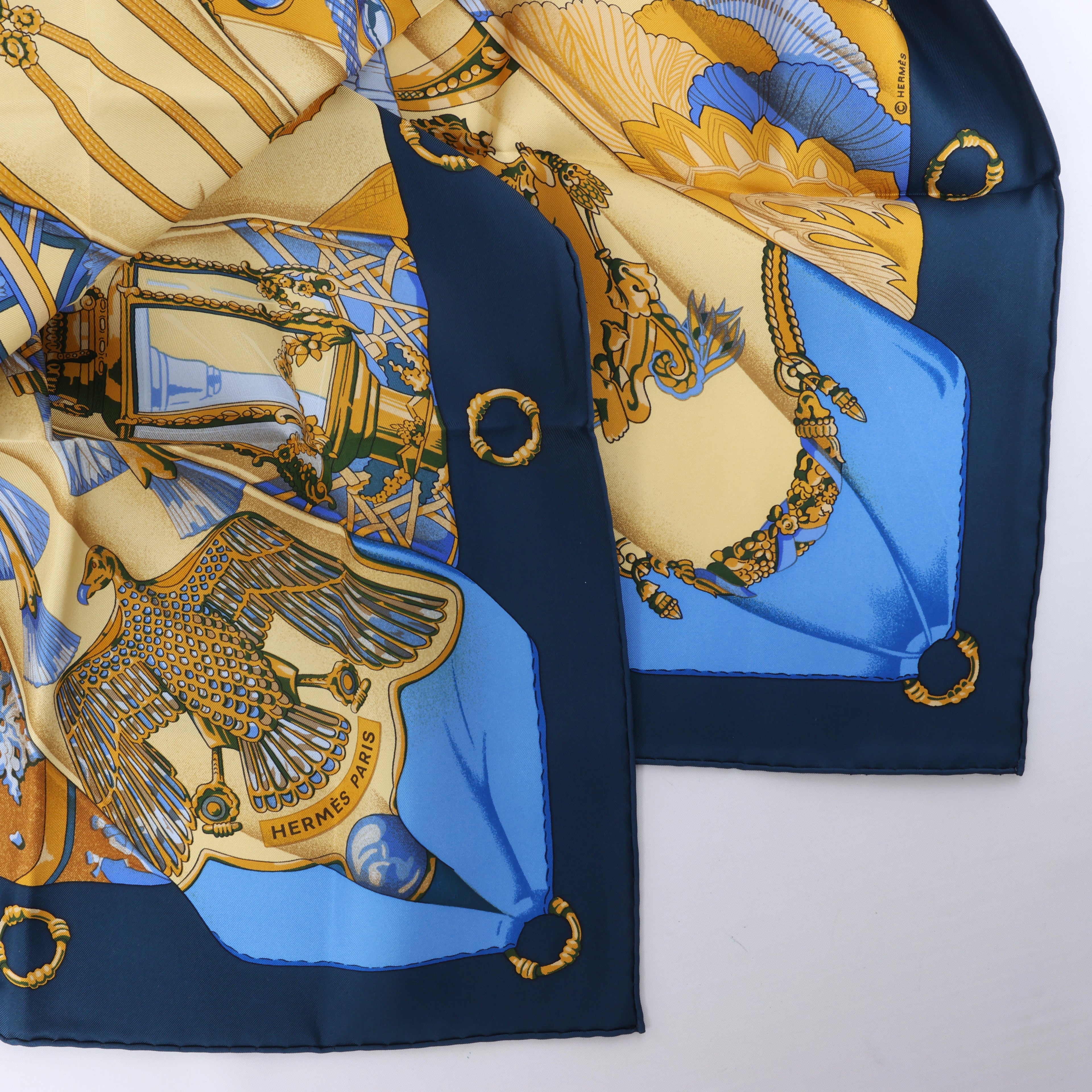 Hermès Carré 90 "Soleil de Soie" Silk handkerchief in Navy Blue