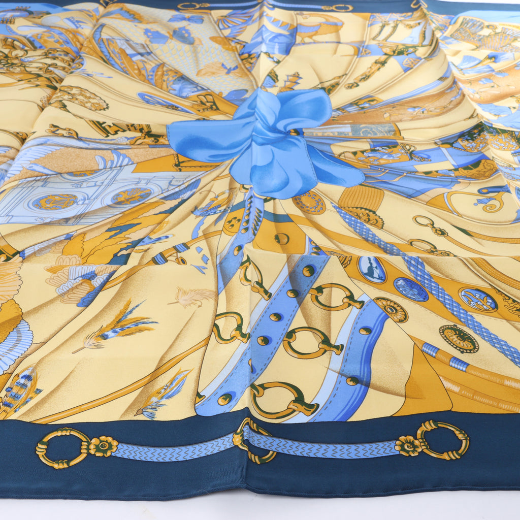 Hermès Carré 90 "Soleil de Soie" Silk handkerchief in Navy Blue