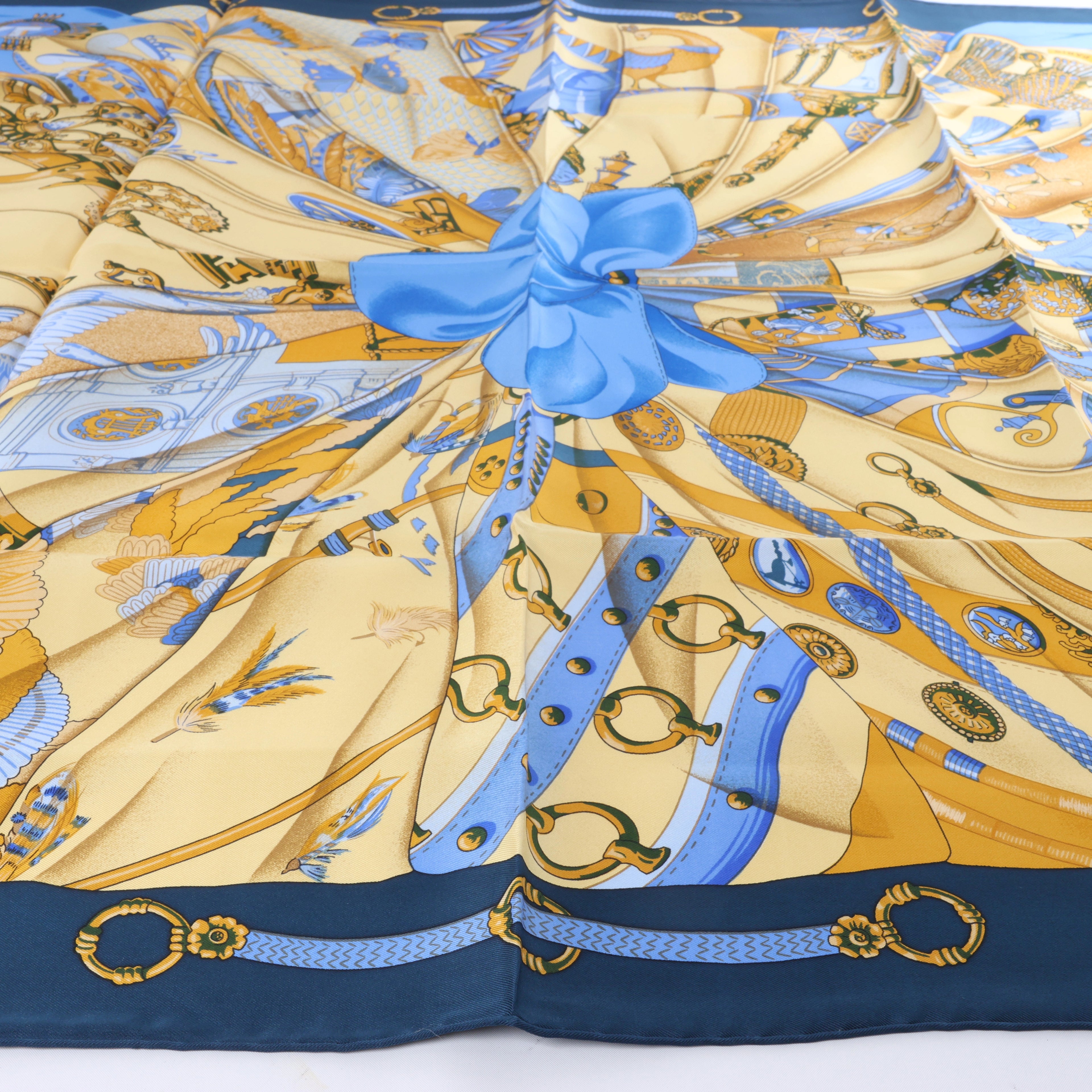 Hermès Carré 90 "Soleil de Soie" Silk handkerchief in Navy Blue