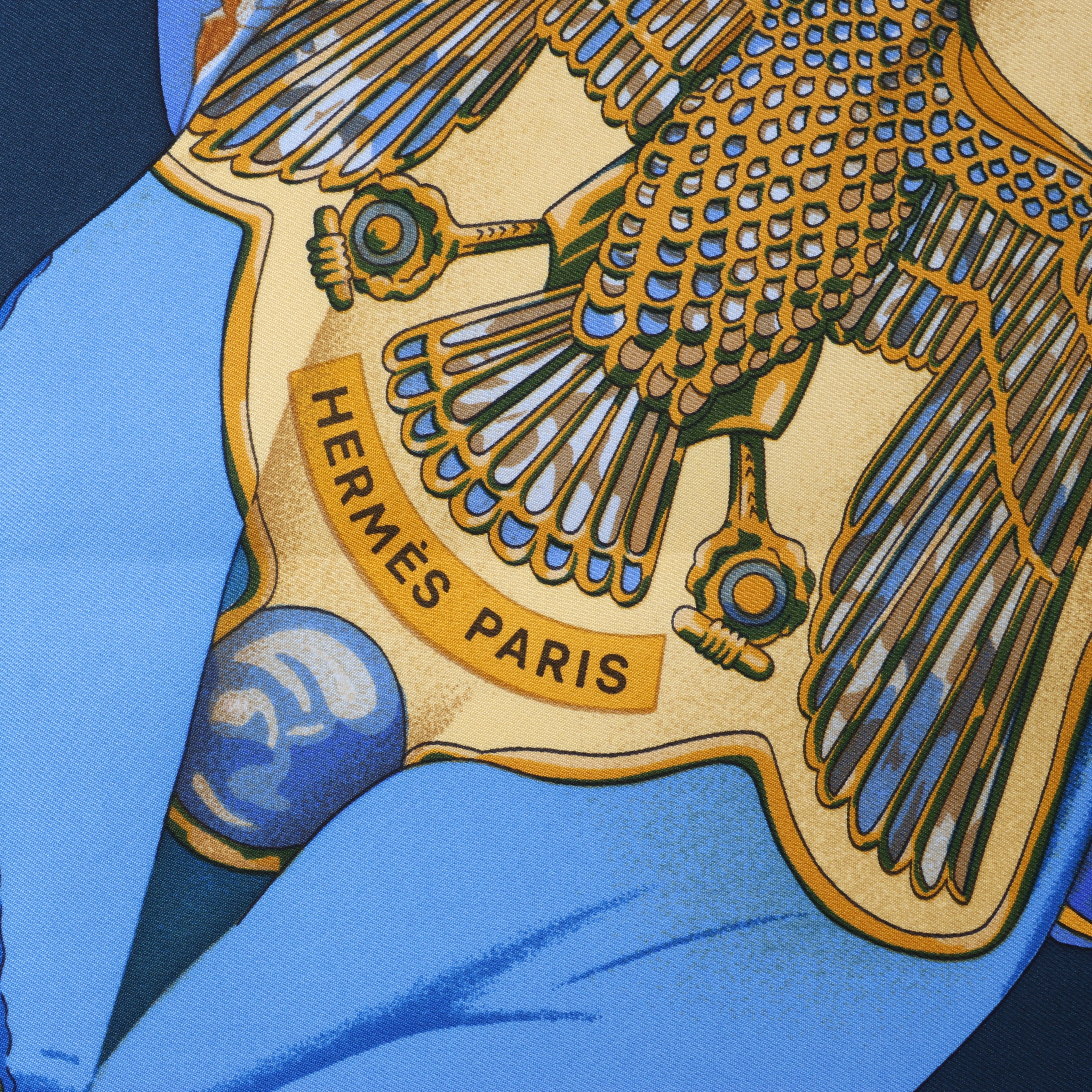 Hermès Carré 90 "Soleil de Soie" Silk handkerchief in Navy Blue
