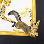 Hermès Carré 90 "tendresse feline" Silk handkerchief in Black x Yellow