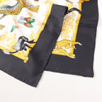 Hermès Carré 90 "tendresse feline" Silk handkerchief in Black x Yellow