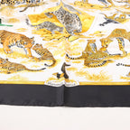 Hermès Carré 90 "tendresse feline" Silk handkerchief in Black x Yellow