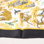 Hermès Carré 90 "tendresse feline" Silk handkerchief in Black x Yellow