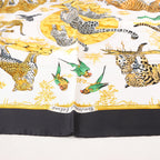 Hermès Carré 90 "tendresse feline" Silk handkerchief in Black x Yellow