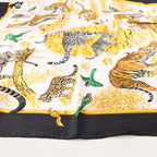 Hermès Carré 90 "tendresse feline" Silk handkerchief in Black x Yellow