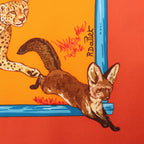 Hermès Carré 90 "Tendresse Feline" Silk handkerchief in Orange