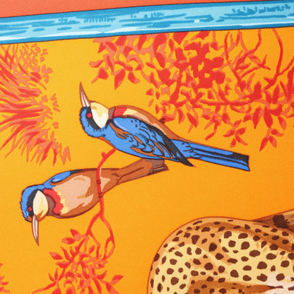 Hermès Carré 90 "Tendresse Feline" Silk handkerchief in Orange