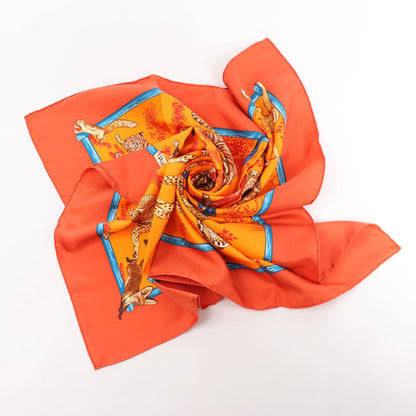 Hermès Carré 90 "Tendresse Feline" Silk handkerchief in Orange