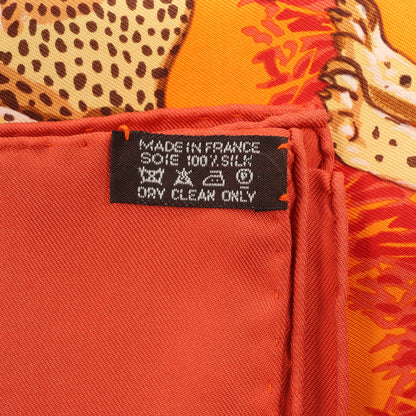 Hermès Carré 90 "Tendresse Feline" Silk handkerchief in Orange