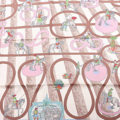 Hermès Carré Double face 90 "Passard D Serpentin" 100% Silk Scarf in Brown x Green