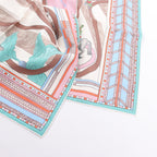 Hermès Carré Double face 90 "Passard D Serpentin" Silk Scarf in Brown x Green