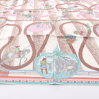 Hermès Carré Double face 90 "Passard D Serpentin" Silk Scarf in Brown x Green