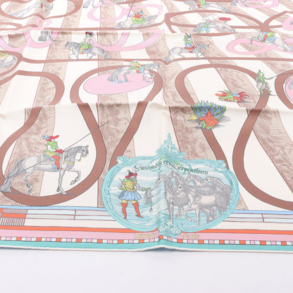 Hermès Carré Double face 90 "Passard D Serpentin" 100% Silk Scarf in Brown x Green