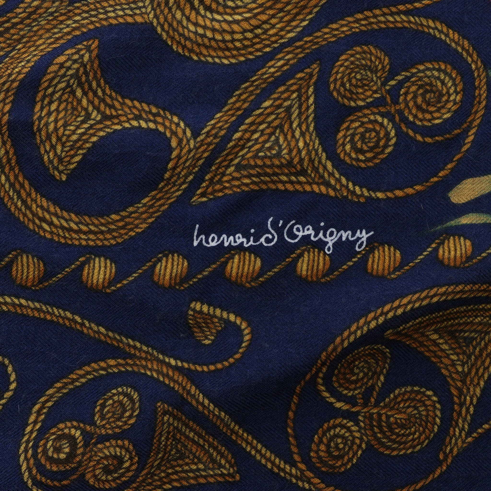 Hermès Carré Geant "ARABESQUES" Cashemere & Silk Scarf in Navy Blue x Red