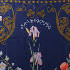 Hermès Carré Geant "ARABESQUES" Cashemere & Silk Scarf in Navy Blue x Red
