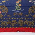 Hermès Carré Geant "ARABESQUES" Cashemere & Silk Scarf in Navy Blue x Red